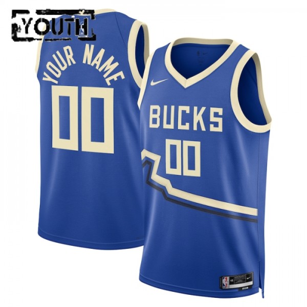 Milwaukee Bucks Trikot Benutzerdefinierte Nike 2024-25 City Edition Blau Swingman - Kinder